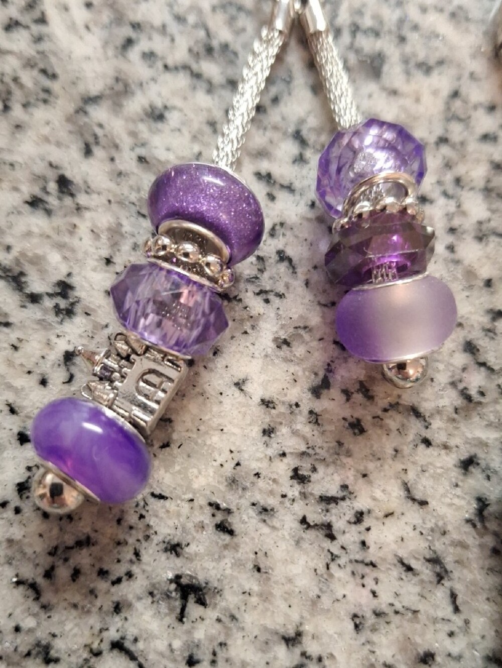 Purple and Blue Beaded Charm Keychains - Picture 3 of 6